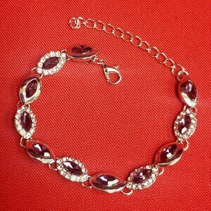 Paparazzi Some Serious Sparkle Purple Bracelet Silver Tone Chain Rhinestones
